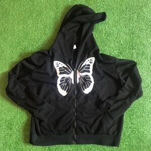 Black Hoodie with Butterfly Design